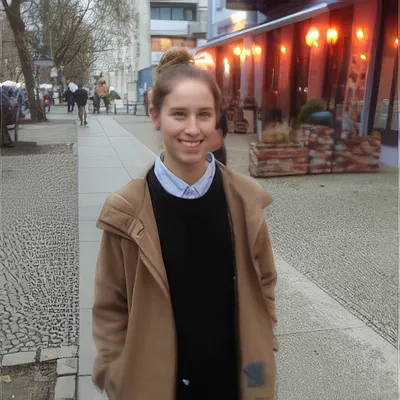 Kolbe_Nora Photo of a young woman wearing a brown coat in a city